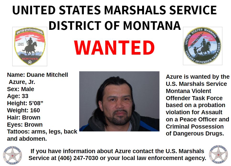 BOLO Alert - Wanted In Montana: Duane Mitchell Azure, Jr