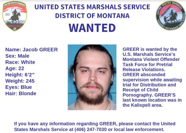 JACOB GREER - WANTED BY U.S. MARSHALS SERVICE